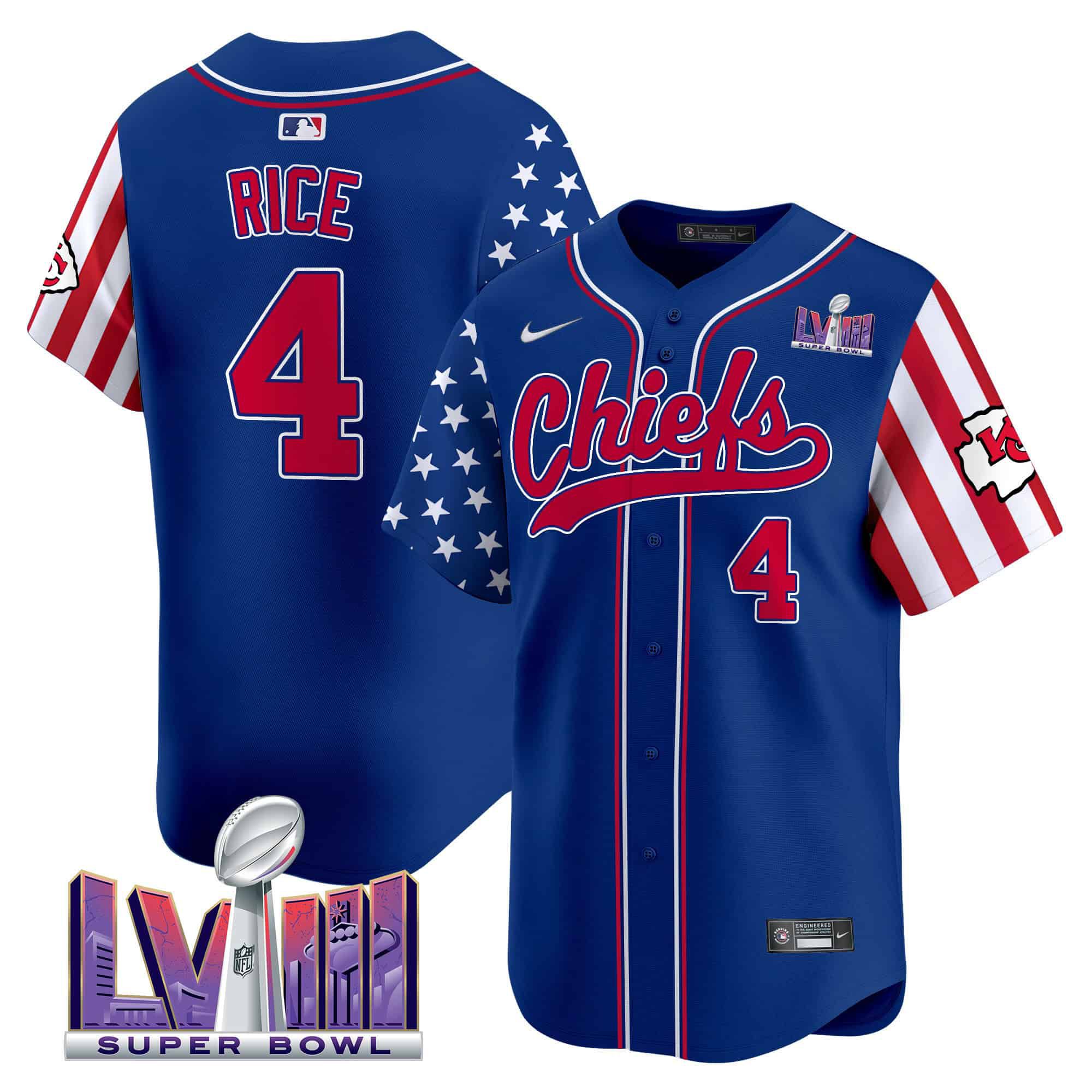 Men Kansas City Chiefs #4 Rice Blue 2024 Nike Independence Day Vapor Premier Limited NFL Jersey->indianapolis colts->NFL Jersey